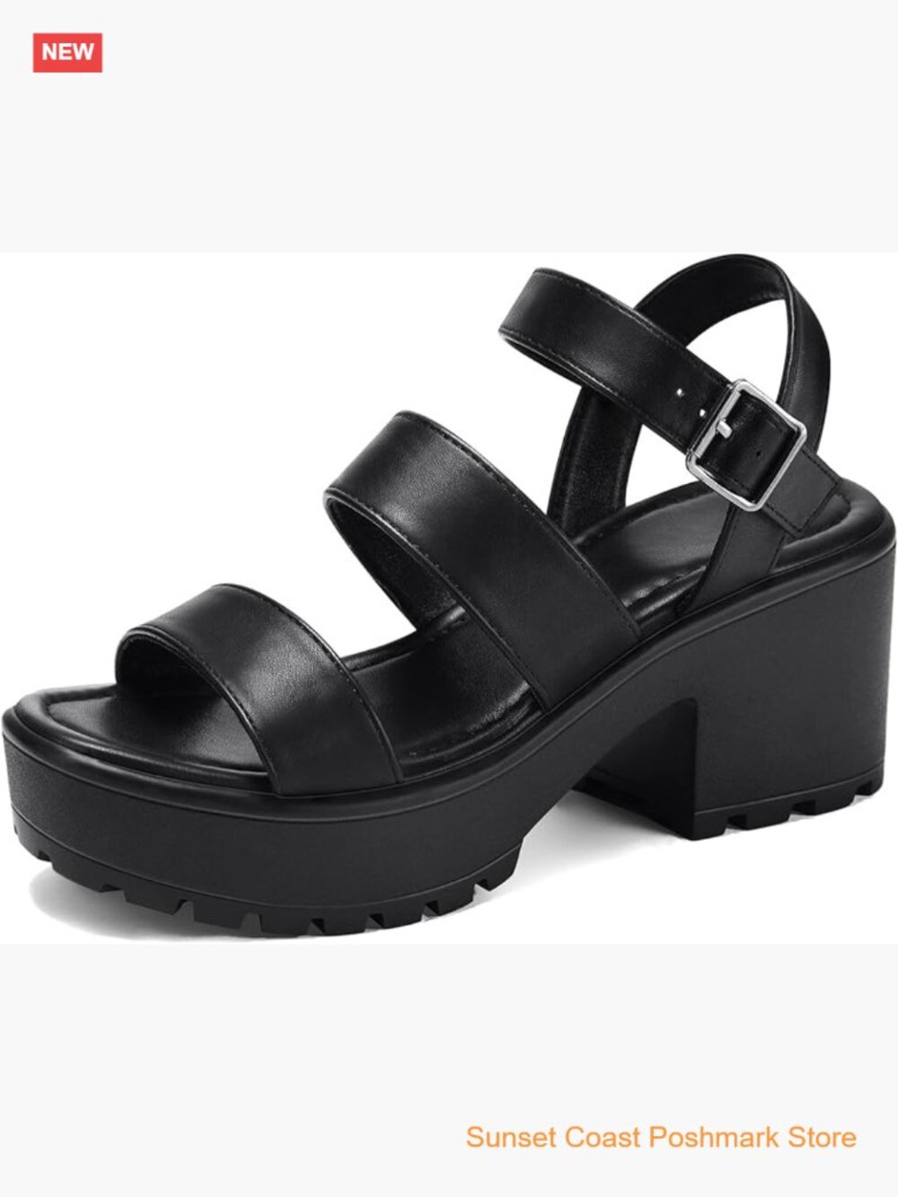 Women's Platform Sandals Ankle Strap Open Toe Lug Sole 3 Inch Chunky Block